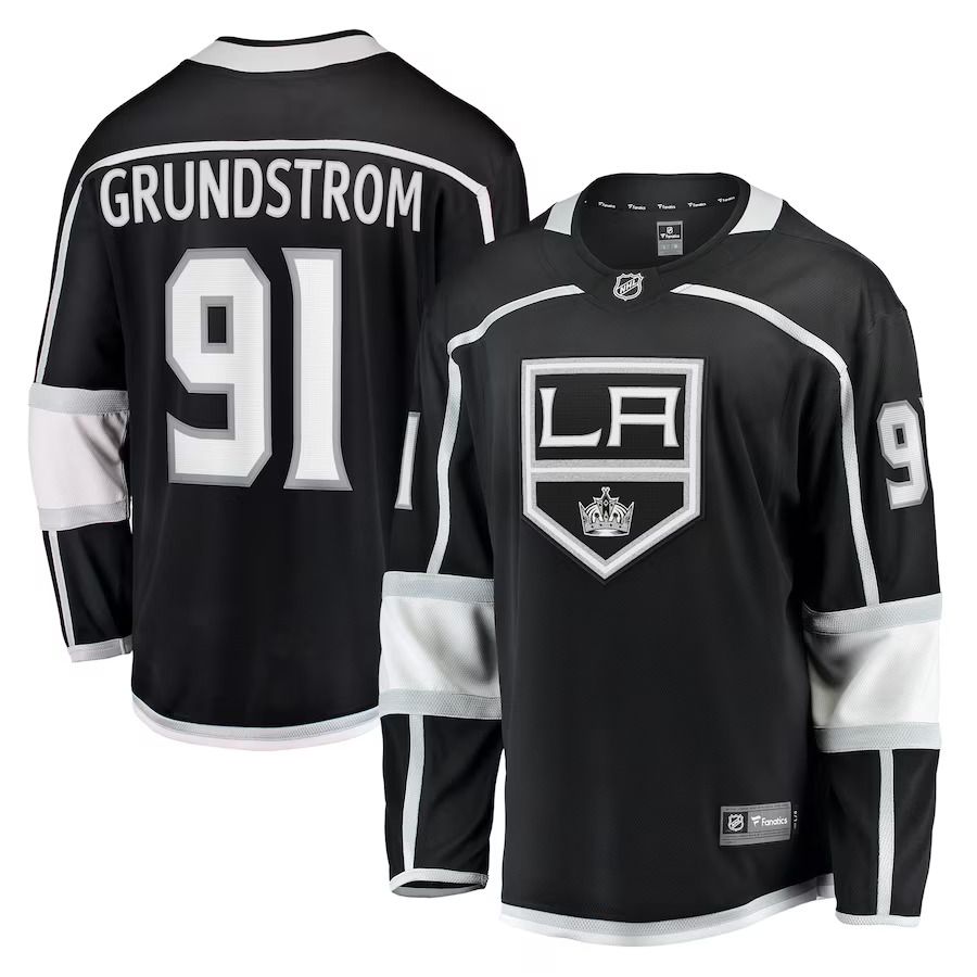 Men Los Angeles Kings #91 Carl Grundstrom Fanatics Branded Black Home Breakaway Player NHL Jersey